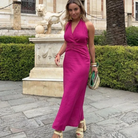 Zara Linen blend halter neck dress - Picture 2 of 8